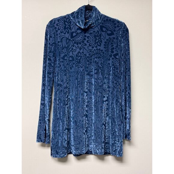 SOFT SURROUNDINGS Walden Velvet Turtleneck Dark Teal Blue, Sz M - Picture 2 of 12